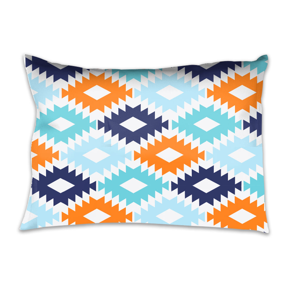 Bacati - Boys Toddler Bedding/Sheet Set Cotton, Aztec Liam Aqua/Orange/Navy - Bacati - 4 pc Toddler Bedding Set - Bacati