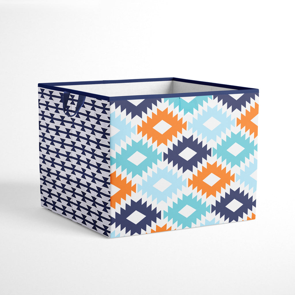 Bacati - Aztec Liam, Boys Nursery Kids Storage. Aqua/Orange/Navy - Bacati - Nursery/Kids Storage - Bacati