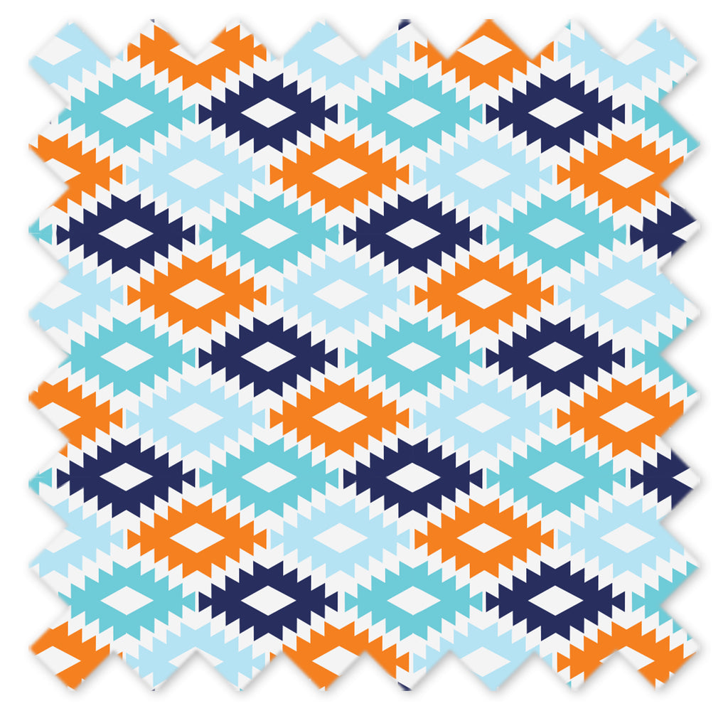 Bacati - Boys Cotton Crib/Toddler Fitted Sheets, Aztec Liam Aqua/Orange/Navy - Bacati - Crib/Toddler Fitted Sheet - Bacati
