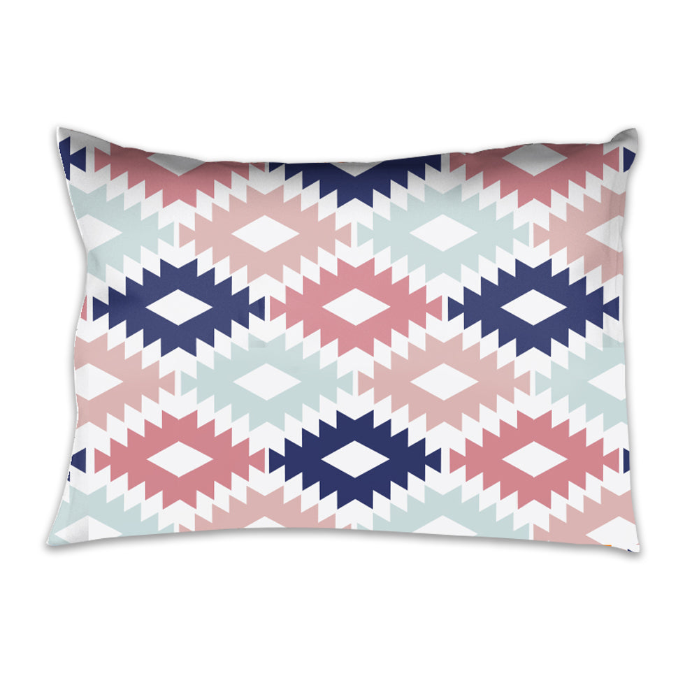 Bacati - Girls 4 pc Toddler Bedding/3 pc Sheet Set 100% Cotton Percale, Aztec Emma Coral/Mint/Navy - Bacati - 4 pc Toddler Bedding Set - Bacati