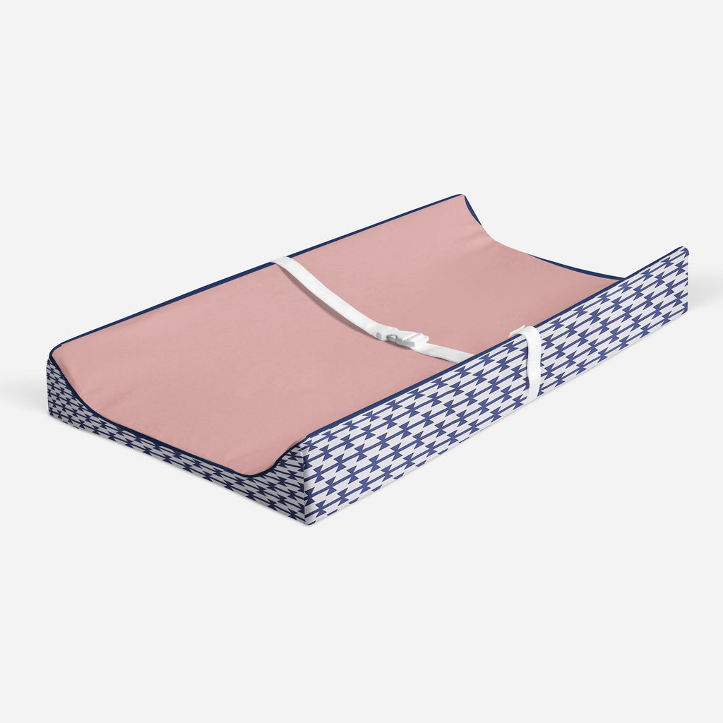 Aztec Emma Coral/Mint/Navy Girls Quilted Changing Pad Cover - Bacati - Changing pad cover - Bacati