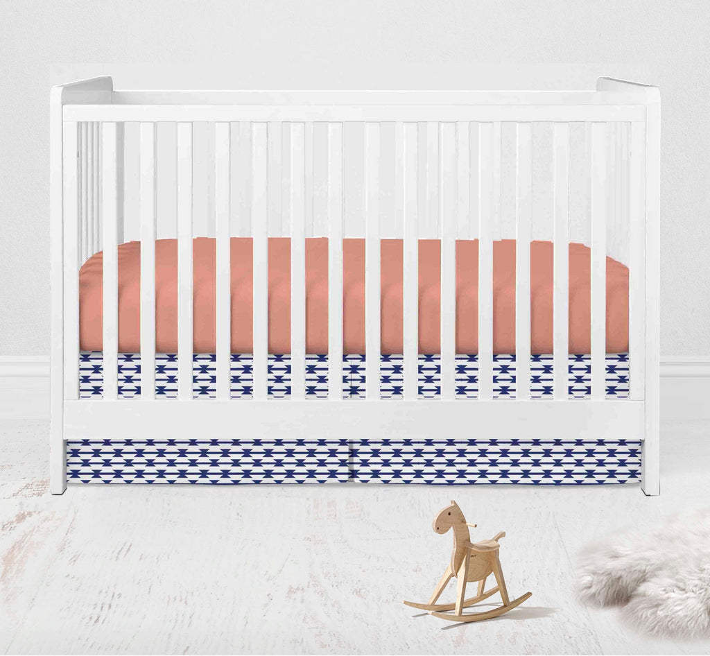 Aztec Emma Coral/Mint/Navy Girls Crib Bedding Set - Bacati - Crib Bedding Set - Bacati