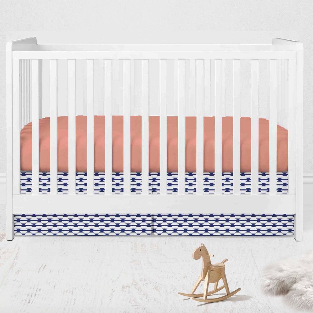 Aztec Emma Coral/Mint/Navy Girls Crib Bedding Set - Bacati - Crib Bedding Set - Bacati