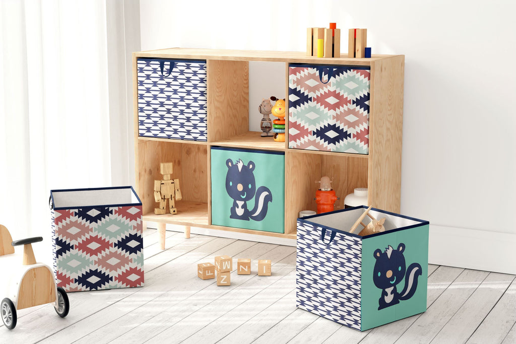 Aztec Emma Girls Nursery Kids Storage. Coral/Mint/Navy - Bacati - Nursery/Kids Storage - Bacati