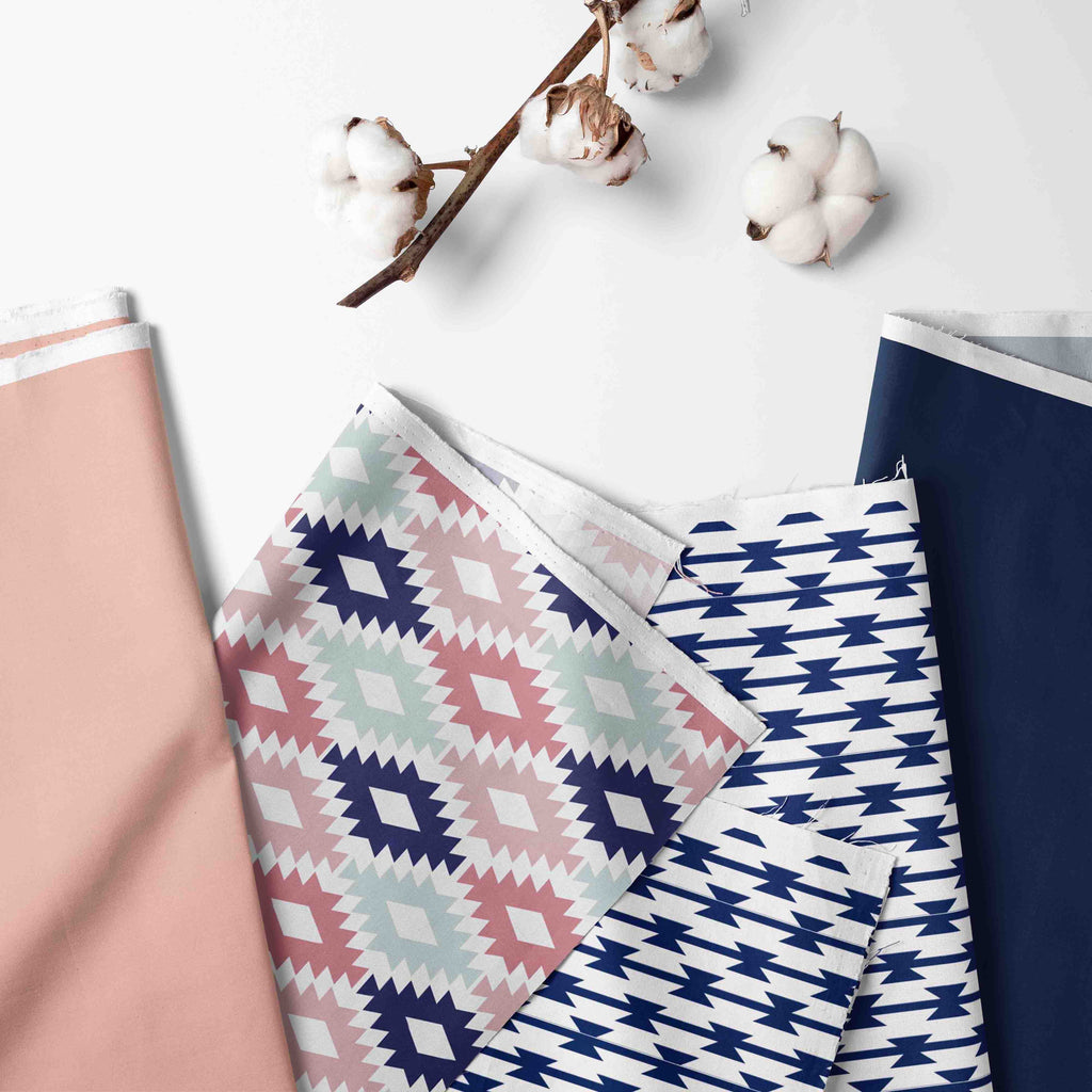 Bacati - Aztec Emma Girls Nursery Kids Storage. Coral/Mint/Navy - Bacati - Nursery/Kids Storage - Bacati