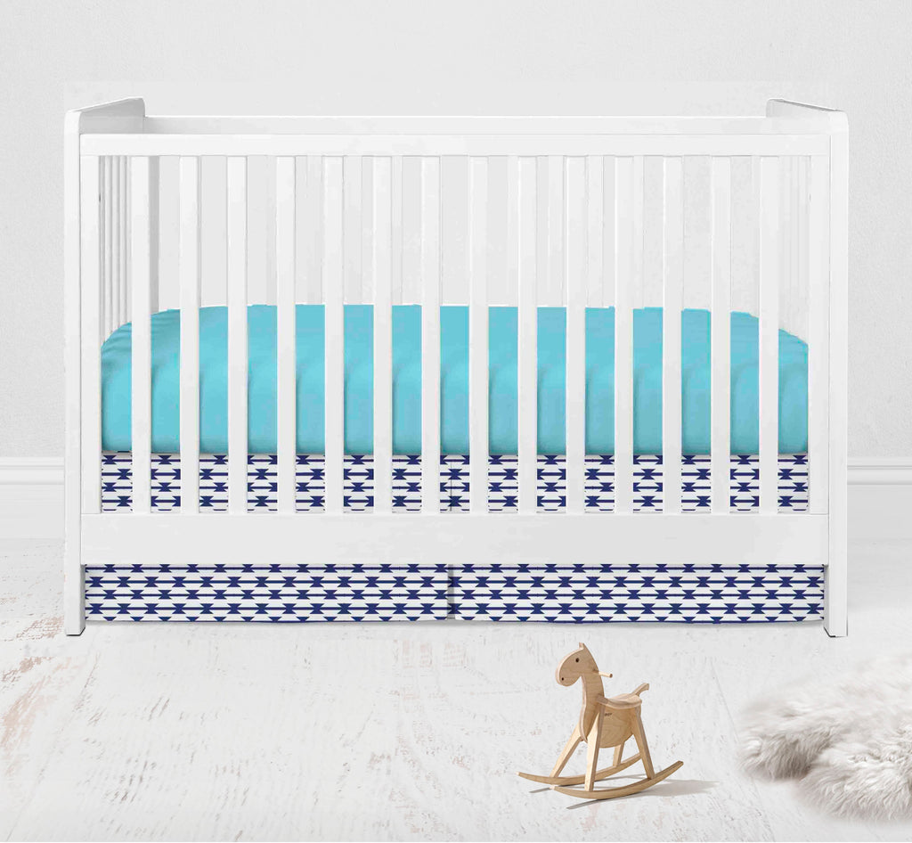 Aztec Liam Aqua/Orange/Navy Boys Crib Bedding Set - Bacati - Crib Bedding Set - Bacati