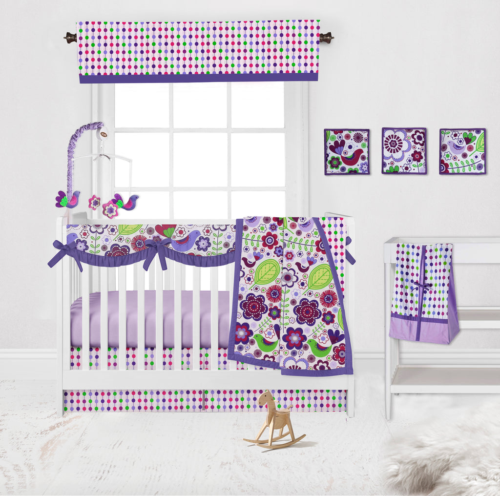 Crib Rail Guard Covers Cotton, Botanical, Purple/Lilac/Green/Plum - Bacati - Crib Rail Guard - Bacati