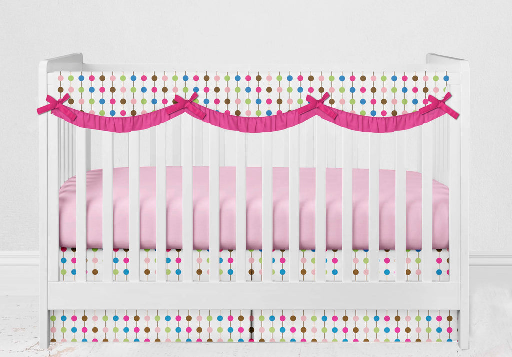 Long/Small Crib Rail Guard Covers Cotton Botanical, Pink/Aqua/Fuchsia/Green - Bacati - Crib Rail Guard - Bacati