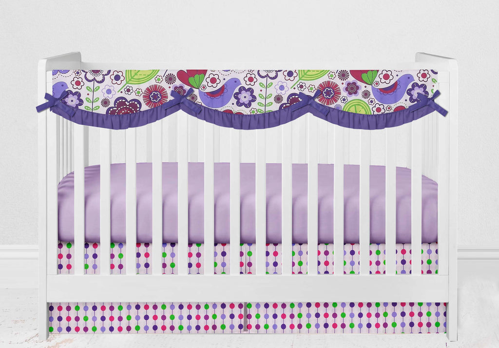 Botanical Floral Birds Purple/Multi Girls Crib Bedding Set - Bacati - Crib Bedding Set - Bacati