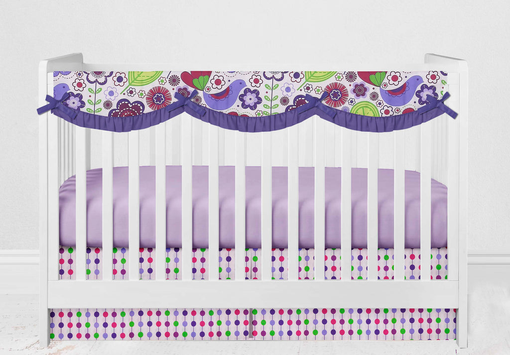 Crib Rail Guard Covers Cotton, Botanical, Purple/Lilac/Green/Plum - Bacati - Crib Rail Guard - Bacati