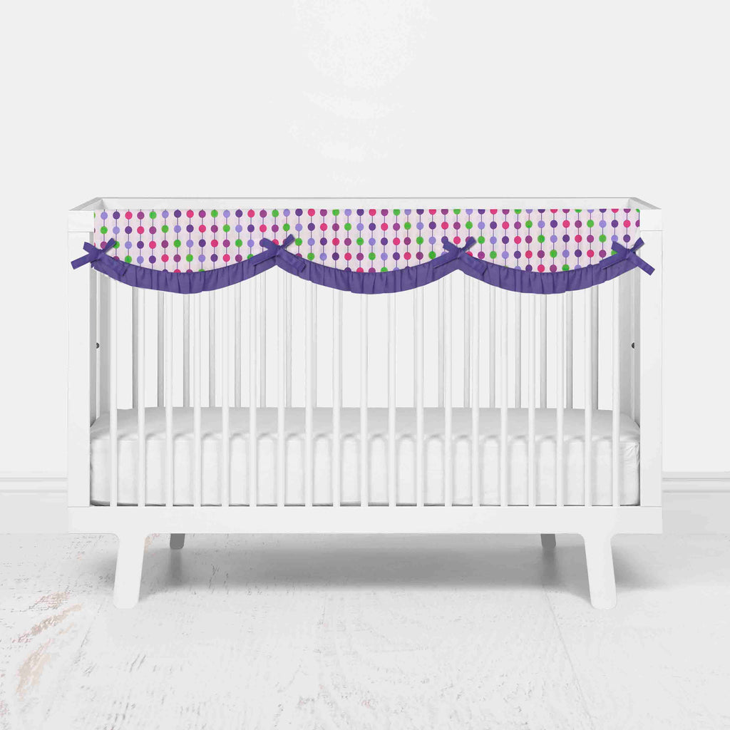 Bacati - Crib Rail Guard Covers Cotton, Botanical, Purple/Lilac/Green/Plum - Bacati - Crib Rail Guard - Bacati