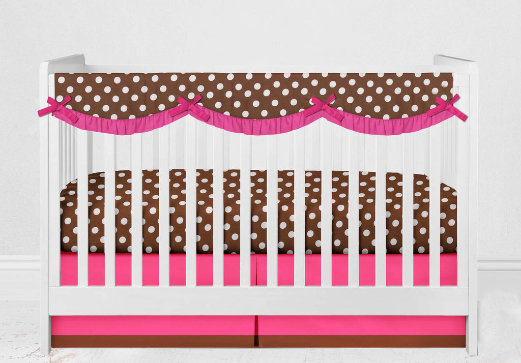 Long/Small Crib Rail Guard Covers Cotton Butterflies/Ladybugs, Pink/Fuchsia/Chocolate - Bacati - Crib Rail Guard - Bacati