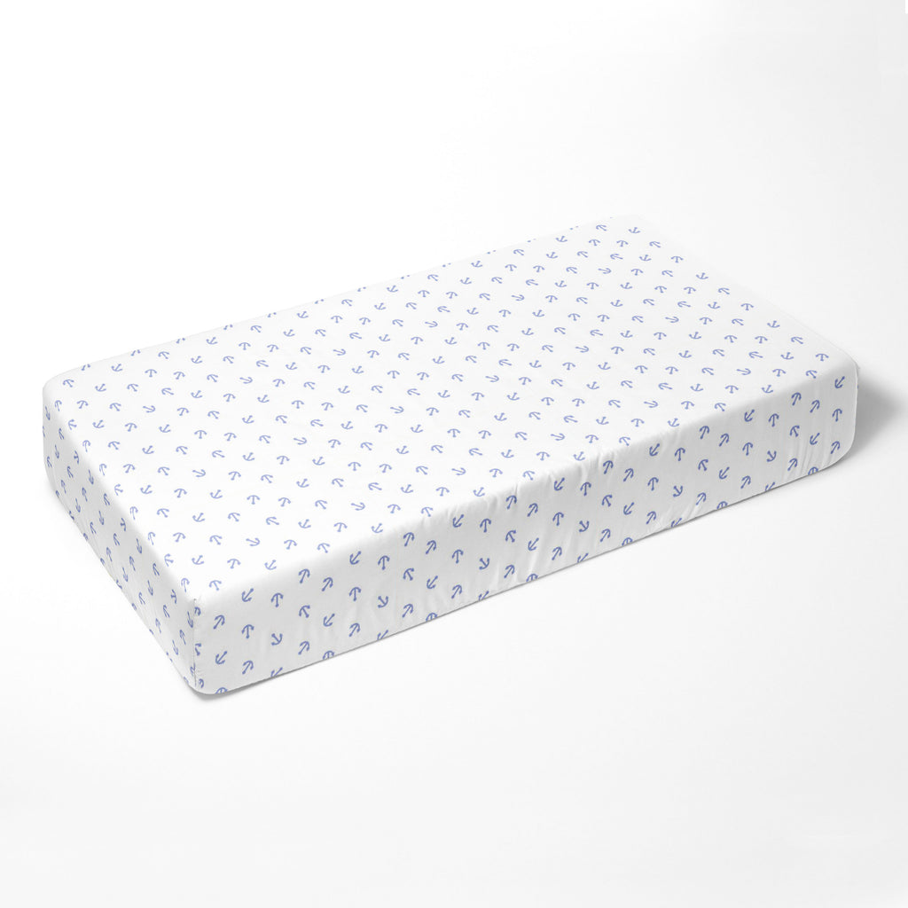 Bacati - Crib or Toddler Bed Fitted Sheet, Little Sailor, Blue/Navy - Bacati - Crib/Toddler Fitted Sheet - Bacati