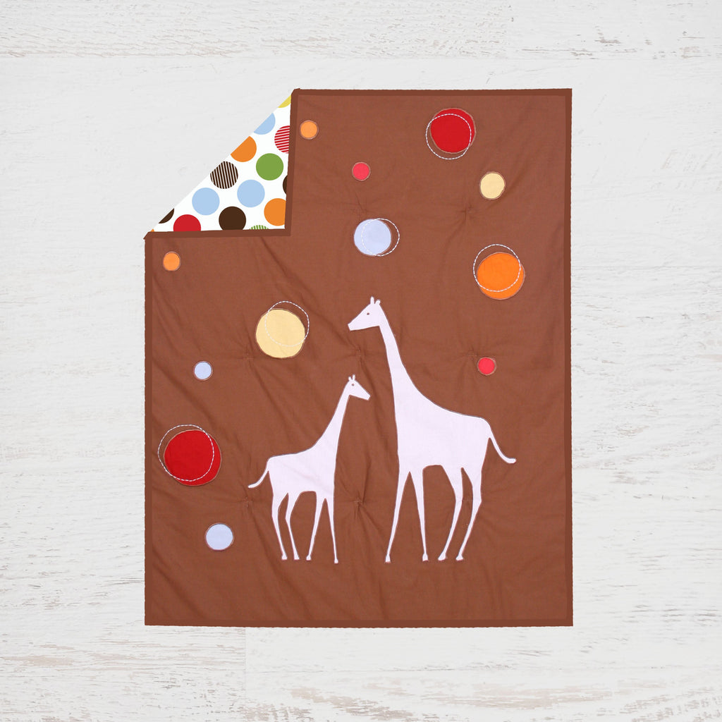 Baby & Me Giraffe Orange/Green/Blue/Red/Brown Neutral Crib Bedding Set - Bacati - Crib Bedding Set - Bacati