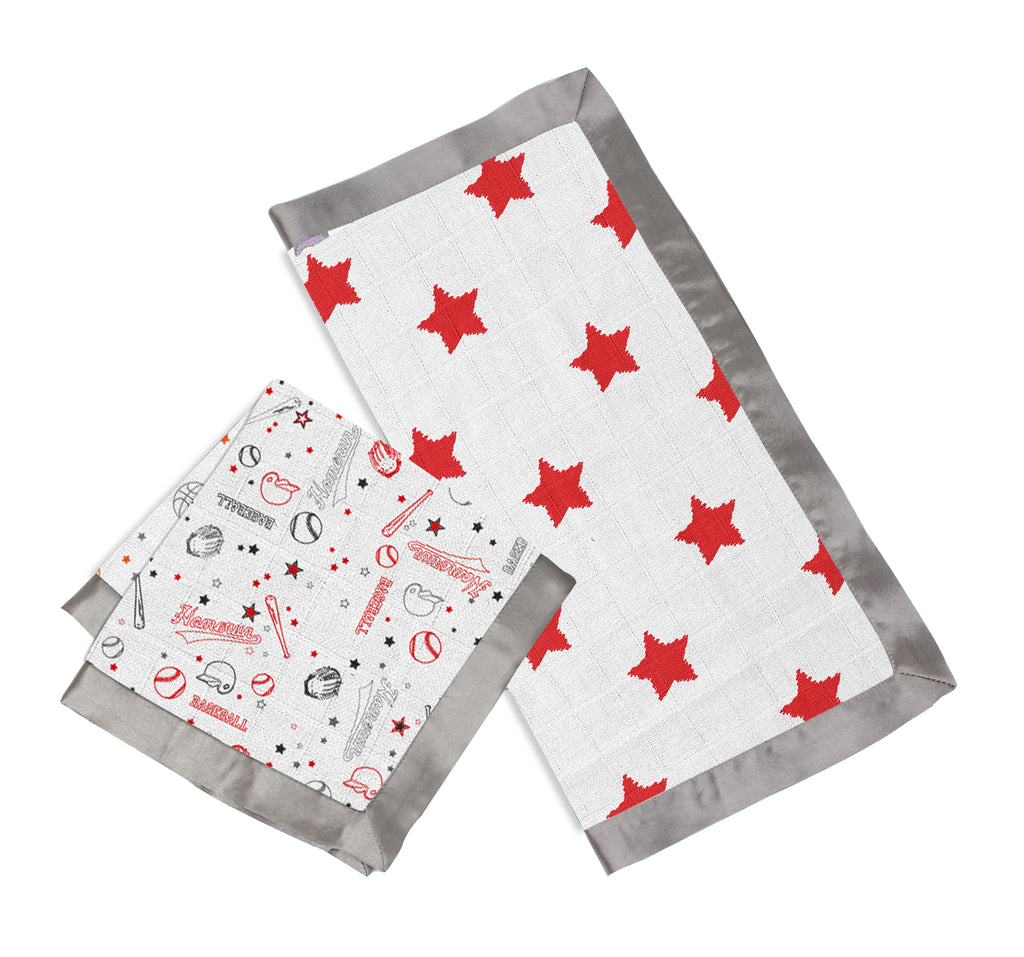Bacati Set Di 4 Pannolini/Coperte Neonato Baseball: Morbidi, 100% Cotone, 114x114 Cm, Uso Multiuso