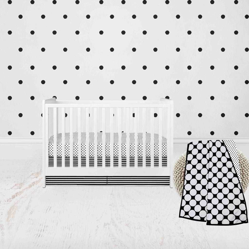 Dots Pin Stripes Black/White Neutral Crib Bedding Set - Bacati - Crib Bedding Set - Bacati