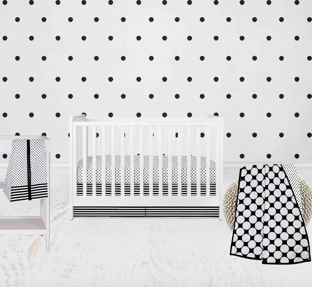 Dots Pin Stripes Black/White Neutral Crib Bedding Set - Bacati - Crib Bedding Set - Bacati