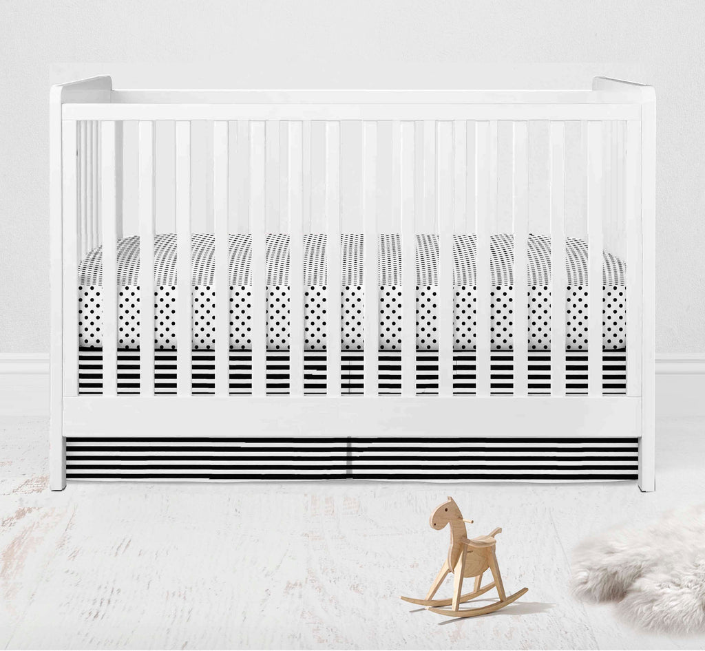 Dots Pin Stripes Black/White Neutral Crib Bedding Set - Bacati - Crib Bedding Set - Bacati