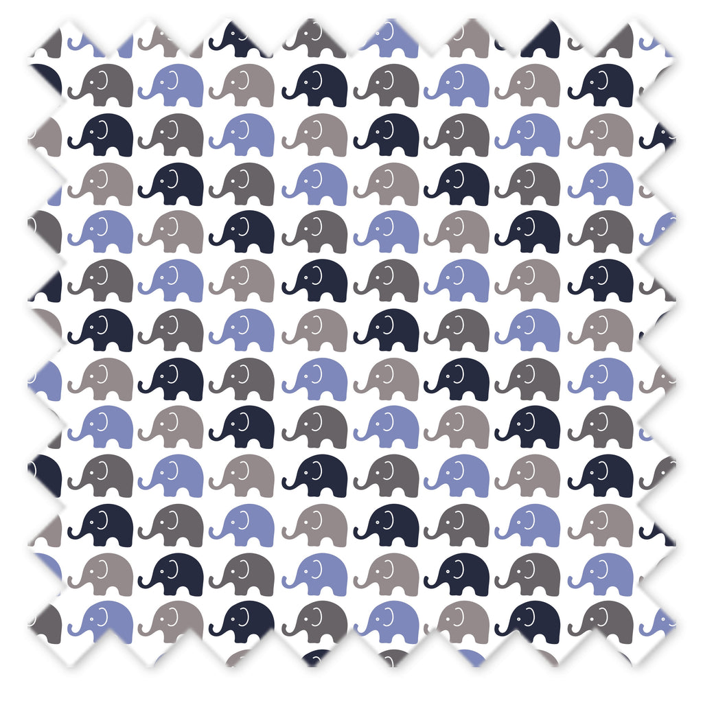 Elephants Blue/Grey Window Curtain Panel/Valance - Bacati - Curtain Panel - Bacati
