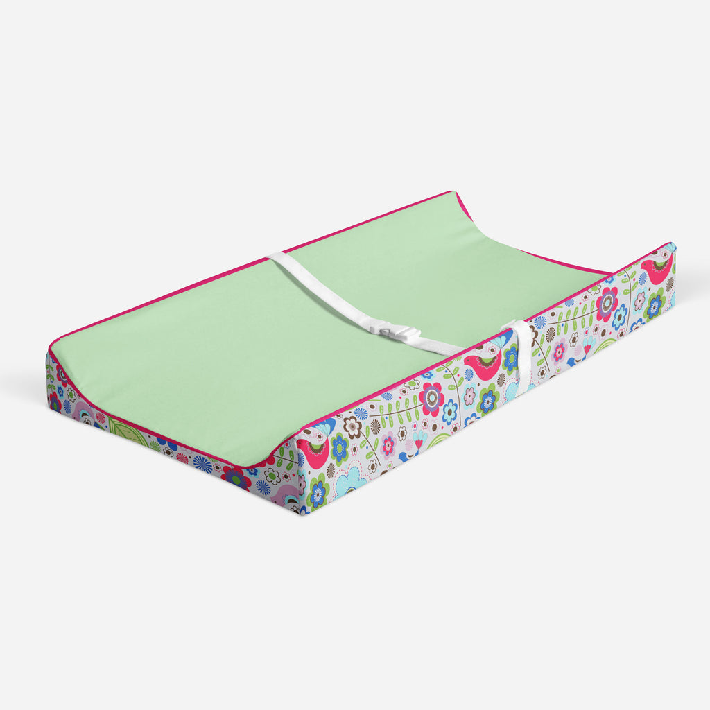 Botanical Pink/Aqua/Fuchsia/Green Girls Quilted Changing Pad Cover - Bacati - Changing pad cover - Bacati