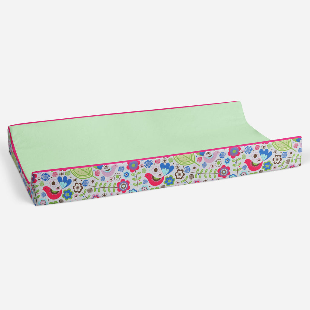 Botanical Pink/Aqua/Fuchsia/Green Girls Quilted Changing Pad Cover - Bacati - Changing pad cover - Bacati