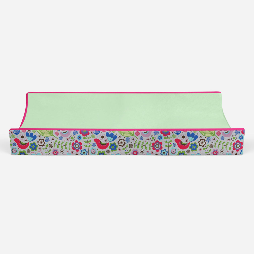 Botanical Pink/Aqua/Fuchsia/Green Girls Quilted Changing Pad Cover - Bacati - Changing pad cover - Bacati