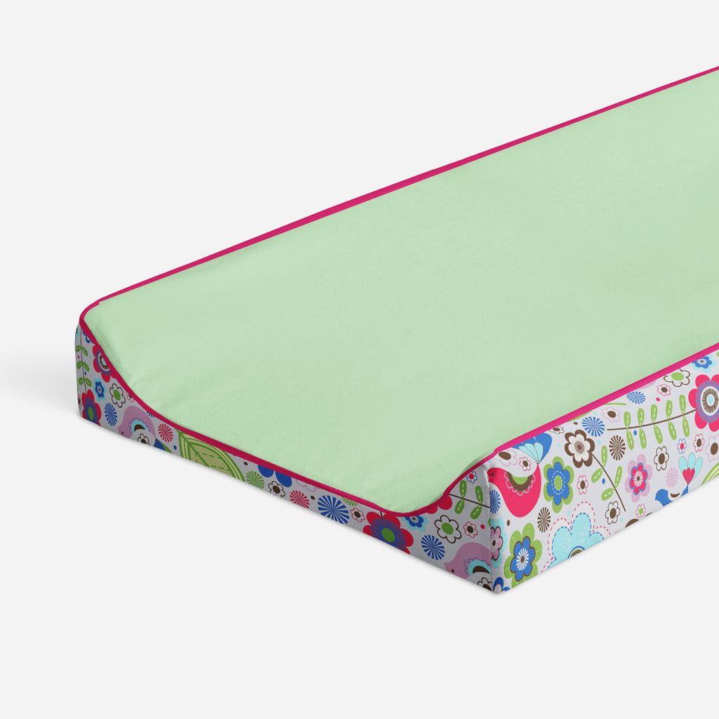 Botanical Pink/Aqua/Fuchsia/Green Girls Quilted Changing Pad Cover - Bacati - Changing pad cover - Bacati
