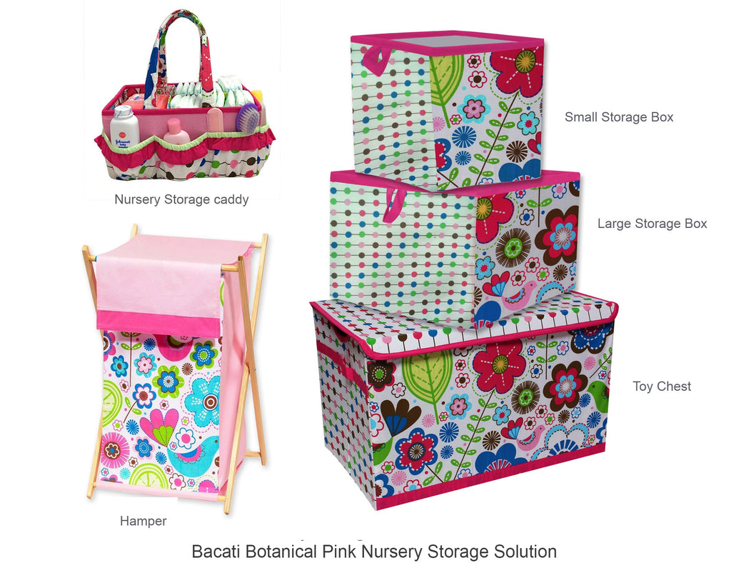 Bacati - Botanical, Girls Nursery Kids Storage. Pink/Aqua/Fuchsia/Green - Bacati - Nursery/Kids Storage - Bacati