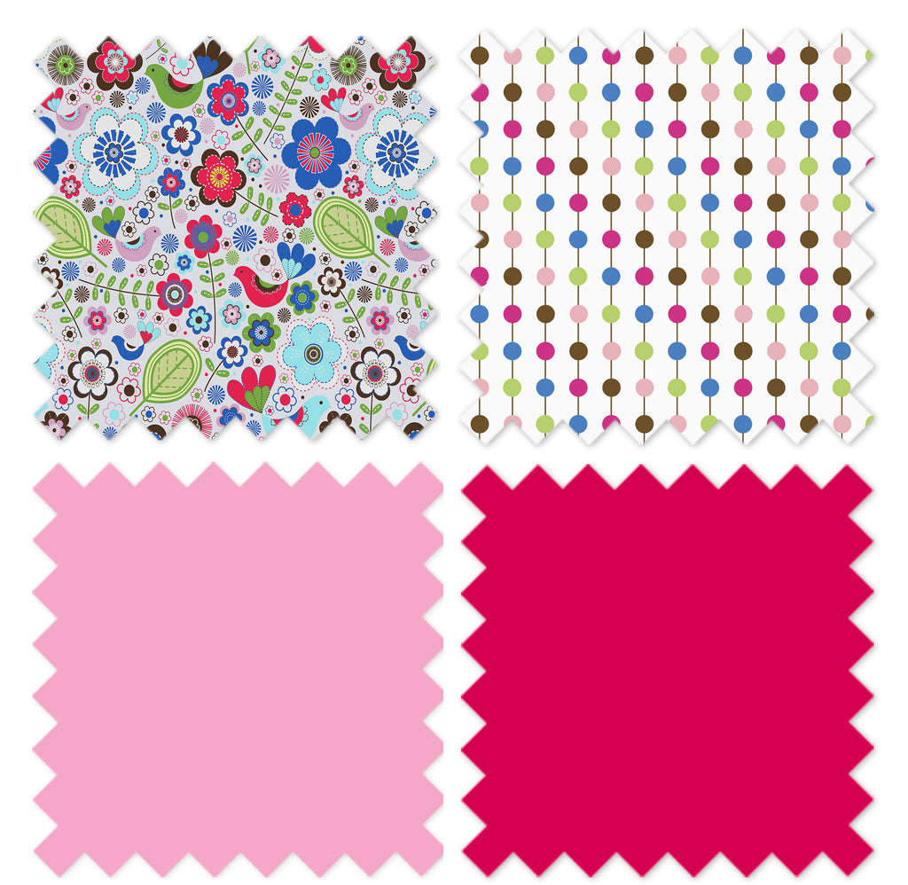 Long/Small Crib Rail Guard Covers Cotton Botanical, Pink/Aqua/Fuchsia/Green - Bacati - Crib Rail Guard - Bacati