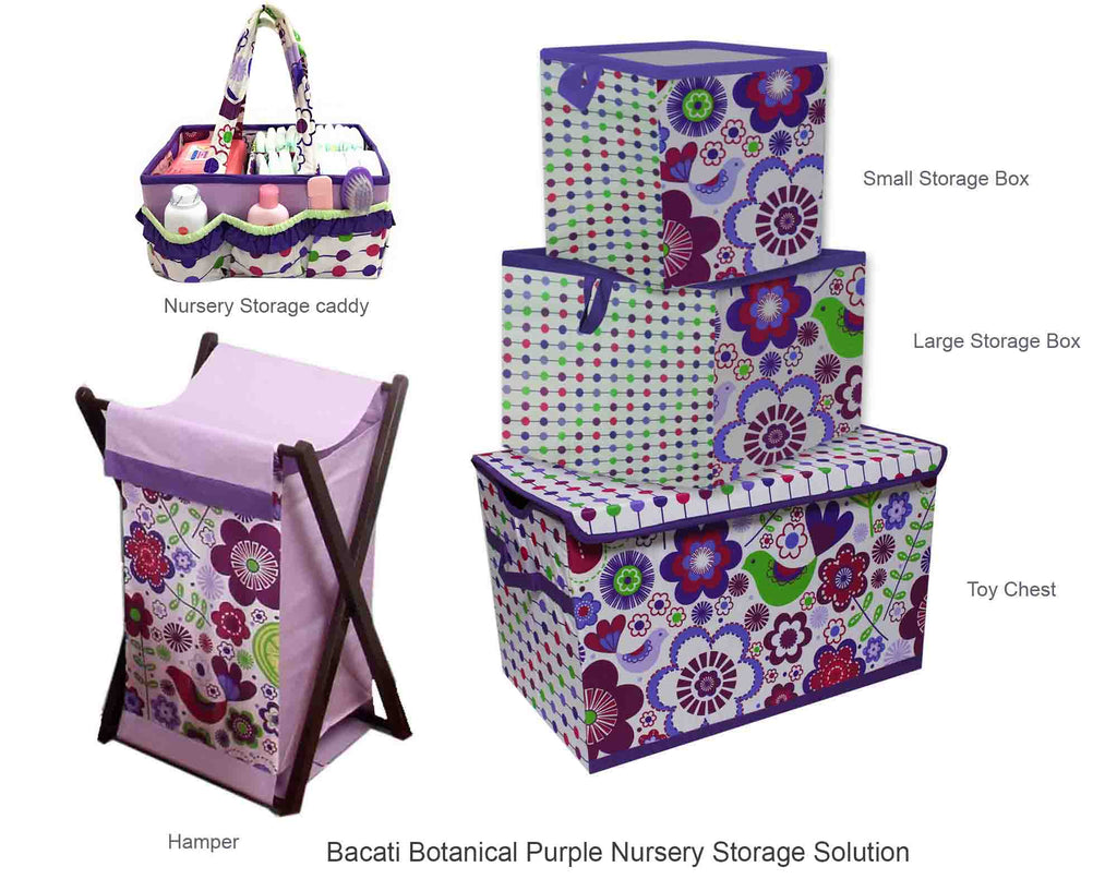 Bacati - Botanical, Girls Nursery Kids Storage. Purple/Lilac/Green/Plum - Bacati - Nursery/Kids Storage - Bacati