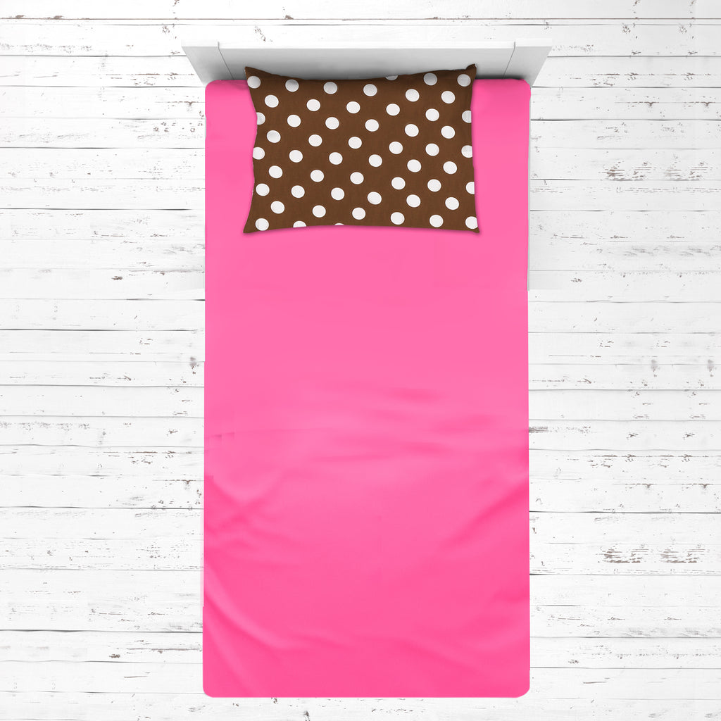 Bacati - Girls 4 pc Toddler Bedding/3 pc Sheet Set 100% Cotton Percale, Butterflies Ladybugs, Pink/Fuchsia/Chocolate - Bacati - 4 pc Toddler Bedding Set - Bacati