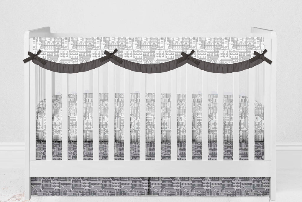 Clouds in the City White/Grey Neutral Crib Bedding Set - Bacati - Crib Bedding Set - Bacati