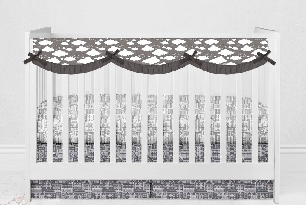 Clouds in the City White/Grey Neutral Crib Bedding Set - Bacati - Crib Bedding Set - Bacati