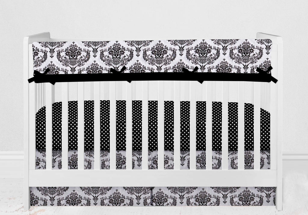 Classic Damask Black/Grey/White Neutral Crib Bedding Set - Bacati - Crib Bedding Set - Bacati