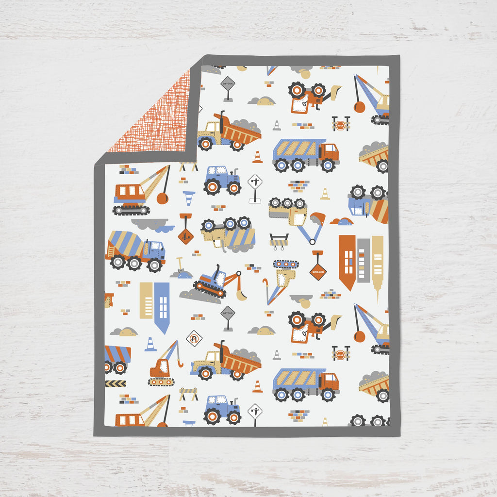 Construction Yellow/Orange/Blue/Grey Boys Crib Bedding Set - Bacati - Crib Bedding Set - Bacati