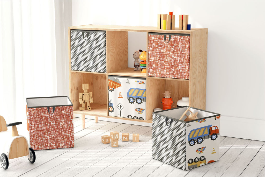 Bacati - Construction, Boys Nursery Kids Storage. Yellow/Orange/Grey/Blue - Bacati - Nursery/Kids Storage - Bacati