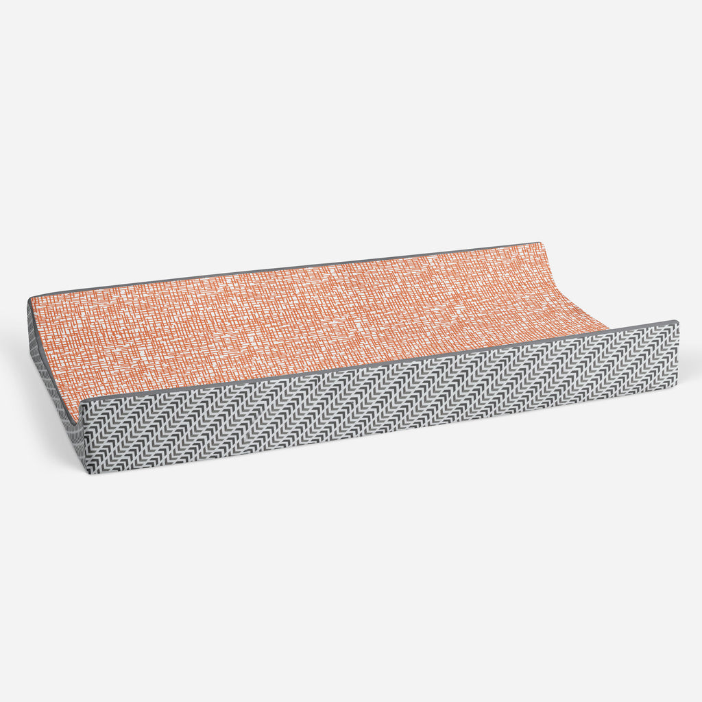 Construction Yellow/Orange/Grey/Blue Boys Quilted Changing Pad Cover - Bacati - Changing pad cover - Bacati