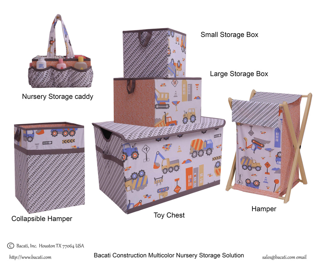 Bacati - Construction, Boys Nursery Kids Storage. Yellow/Orange/Grey/Blue - Bacati - Nursery/Kids Storage - Bacati