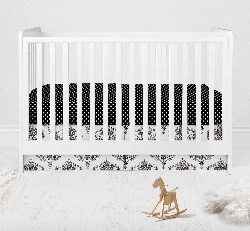 Classic Damask Black/Grey/White Neutral Crib Bedding Set - Bacati - Crib Bedding Set - Bacati