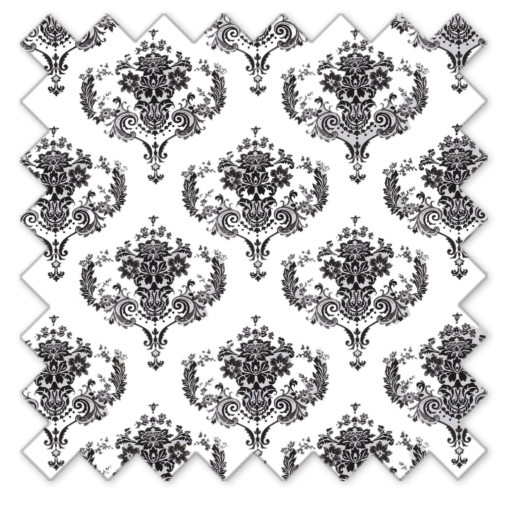 Classic Damask Black/White Neutral Quilted Changing Pad Cover - Bacati - Changing pad cover - Bacati