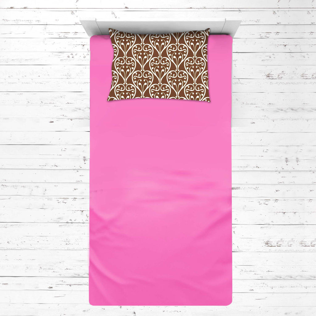 Bacati - Girls 4 pc Toddler Bedding/3 pc Sheet Set 100% Cotton Percale, Damask, Pink/Fuchsia/Chocolate - Bacati - 4 pc Toddler Bedding Set - Bacati