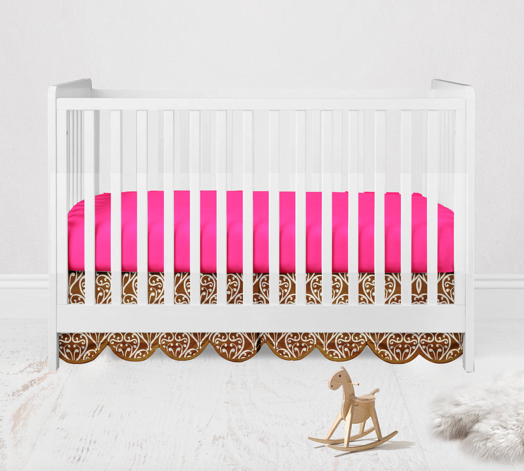Damask Floral Pink/Chocolate Girls Crib Bedding Set - Bacati - Crib Bedding Set - Bacati