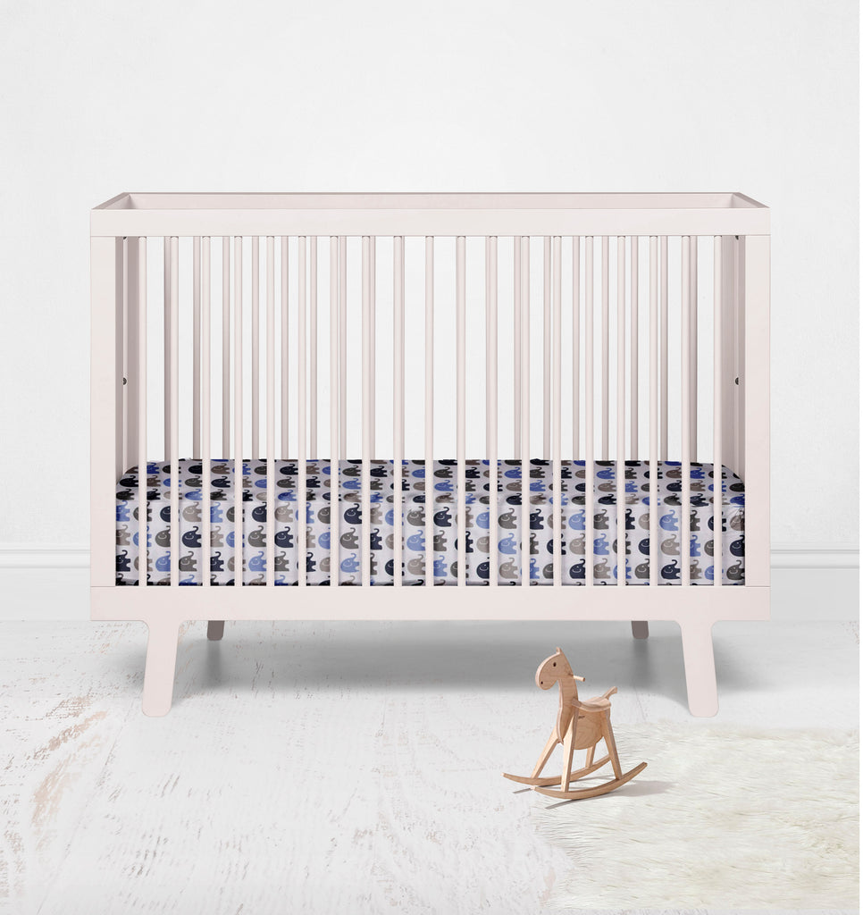 Crib or Toddler Bed Fitted Sheet, Elephants Blue/Grey - Bacati - Crib/Toddler Fitted Sheet - Bacati
