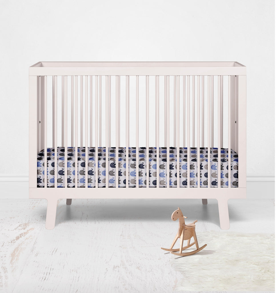 Crib or Toddler Bed Fitted Sheet, Elephants Blue/Grey - Bacati - Crib/Toddler Fitted Sheet - Bacati