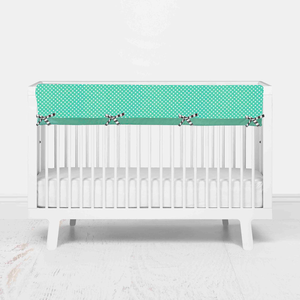 Bacati - Long/Small Crib Rail Guard Covers Cotton Elephants Mint/Yellow/Grey - Bacati - Crib Rail Guard - Bacati