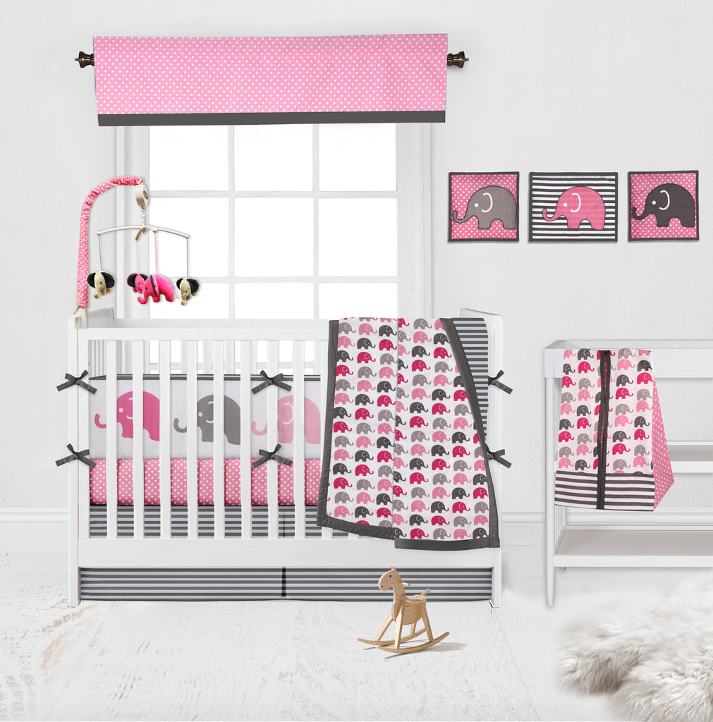 Elephants Pink/Grey Musical Baby Crib Mobile - Bacati - Musical Baby Crib Mobile - Bacati