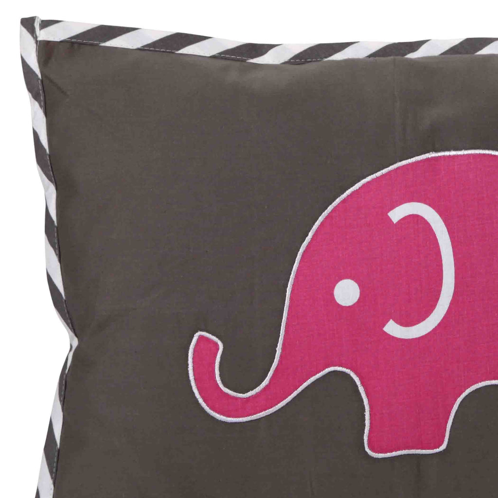 Decorative Pillow, Elephants Pink/Grey - Bacati - Dec Pillow or Rocker Dec Pillow - Bacati