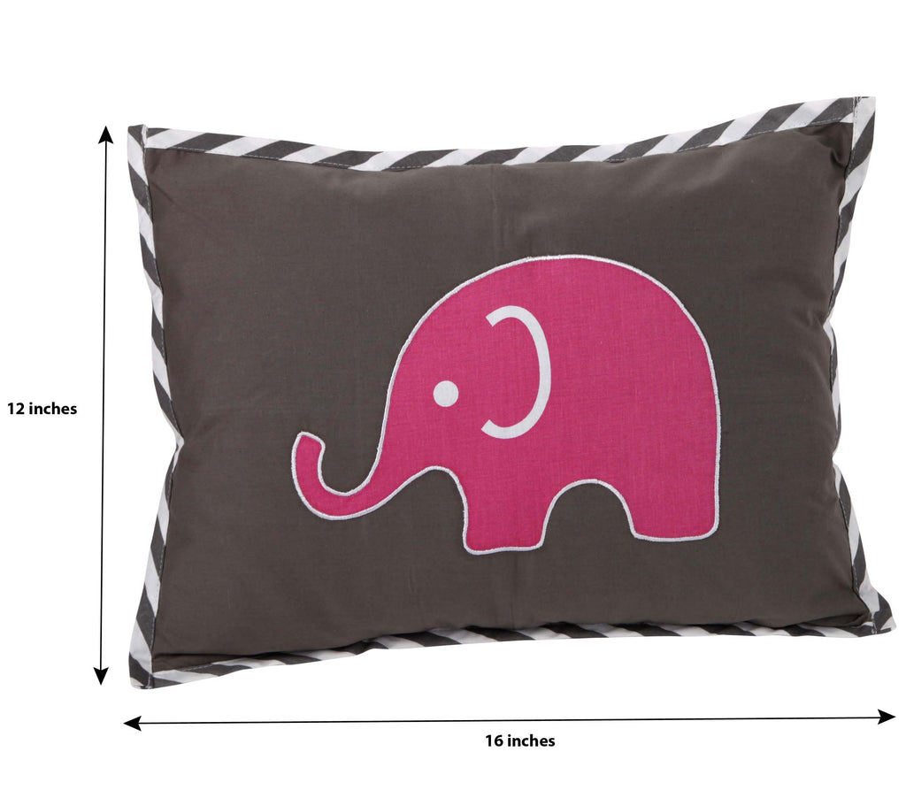 Decorative Pillow, Elephants Pink/Grey - Bacati - Dec Pillow or Rocker Dec Pillow - Bacati