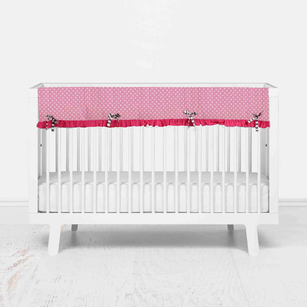 Bacati - Long/Small Crib Rail Guard Covers Cotton Elephants Pink/Grey - Bacati - Crib Rail Guard - Bacati