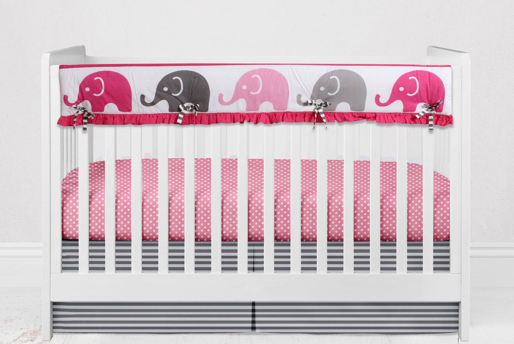 Elephants Pink/Grey Girls Crib Bedding Set - Bacati - Crib Bedding Set - Bacati